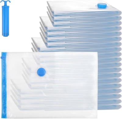 Ronte - Vacuümzakken voor kleding en dekbedden - 20 stuks in 5 maten - met pomp - 40 x 60 cm tot 80 x 100 cm - transparant
