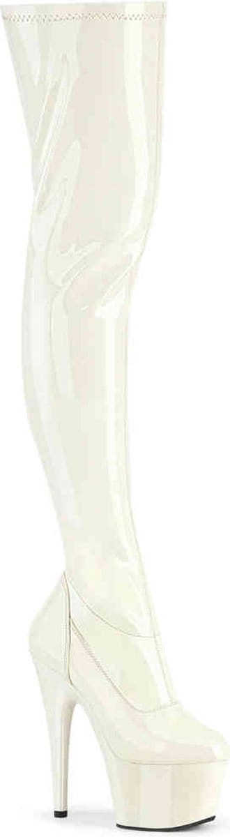 Pleaser - ADORE-3000 Plateau overknee Laarzen - US 7 - 37 Shoes - Gebroken wit