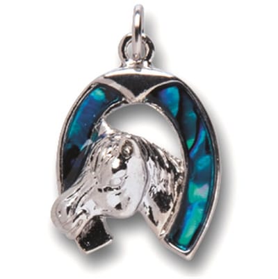 Hanger Hoefijzer Paardenhoofd met paua schelp
