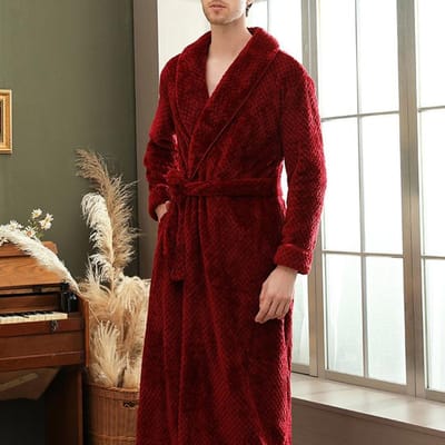 Koraalfleece Badjas met Lange Mouwen Huiskleding Dik Flanel Koppelbadjas Nachtkleding Grijs Herfst Winter Warm Losse Loungewear 3XL black
