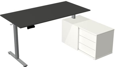 Elektrisch Zit-Sta Bureau met Sideboard Move New Base 160x80 Antraciet