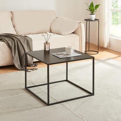 [en.casa] Salontafel Solund vierkante vorm zwart staal 60x60x45 cm