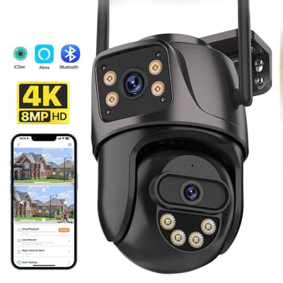 Norvia 4K Beveiligingscamera buiten - Draadloos - Nachtzicht - Wifi - Automatische tracking - Dual screen - HD - Bluetooth