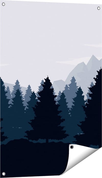 Gards Tuinposter Bos met Bomen Illustratie - Abstract - 60x90 cm - Tuindoek - Tuindecoratie - Wanddecoratie buiten - Tuinschilderij
