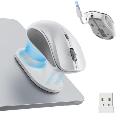 Draadloze Oplaadbare Muis met Bluetooth en 2.4GHz Connectiviteit, Ergonomisch
