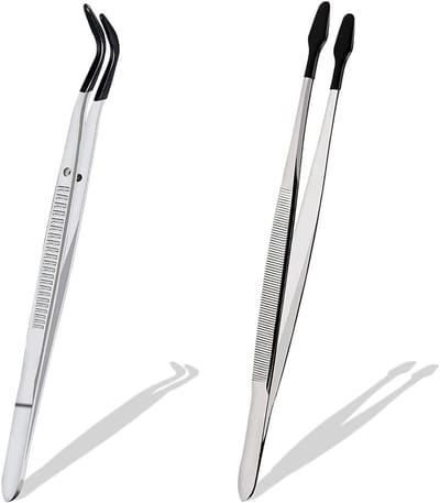 Pincet Set - Precisie Tangen - Kleine Onderdelen Klemmen - Rubberen Gecoate Punten - 15 Cm - Zwart