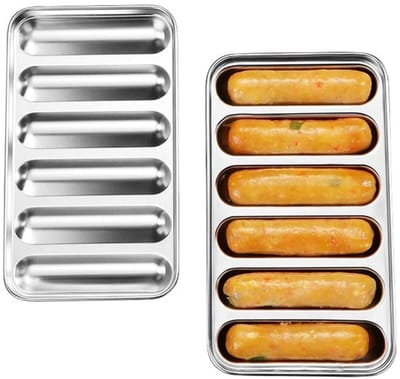 Dailygoods- Worstvorm 2-pack - Roestvrij staal - Hotdogvorm met 6
