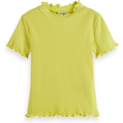 Scotch & Soda Girl Mock Neck Ribbed Slim-fit Short-sleeve T-shirt Limeade Taglia: 4 | T-shirt Outlet | kids | Verde