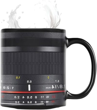 Fotografielens koffiekop - Camera mok - Drank serveren - Realistisch lensontwerp - 350ml capaciteit - Zwart