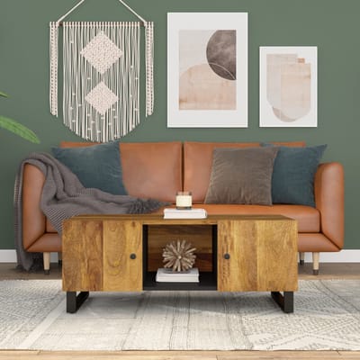 vidaXL - Salontafel - 100x54x40 - cm - massief - mangohout - en - bewerkt - hout