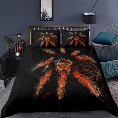 Eng Spinnen Beddengoed Set Queen Size Zacht 3D Print Dekbedovertrek Set Halloween Thema Dekbedovertrek Met Kussenslopen Slaapkamer Decor EU single(135x200cm)