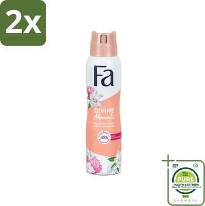 Fa - Divine Moments - Deodorant Spray - Wilde Cameliabloesem - 150 ml - Voordeelverpakking - 2 stuks - Deodorant - Anti-vlekken deodorant