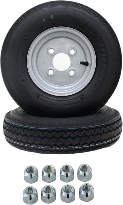 2 Stuks Complete Aanhanger Wielen Reservewiel 4.00-8/4.80-8 4PR Compleet met Wielmoeren