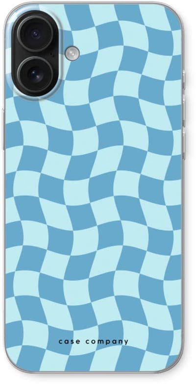 Case Company® - Hoesje geschikt voor iPhone 16 Plus hoesje - Grid Blauw - Soft Cover Telefoonhoesje - Bescherming aan alle Kanten en Schermrand
