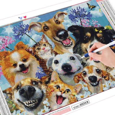 Diamant Borduurwerk Hond Volle Vierkante Boor Verkoop Diamant Schilderij Dieren Kruissteek 20X30CM black