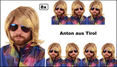 8x Pruik Anton aus Tirol blond - Apres ski pruik voor Oktoberfest - 8 stuks