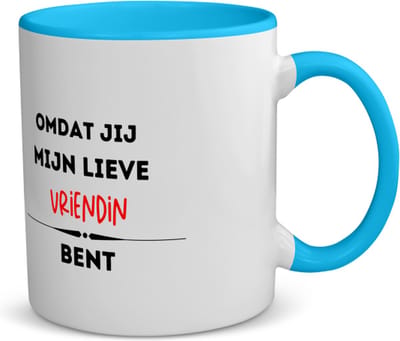 Akyol - omdat jij mijn lieve vriendin bent koffiemok - theemok - blauw - Vriend/vriendin - de liefste vriendin - valentijnsdag - verjaardag - cadeautje voor vriendin - kado - geschenk - 350 ML inhoud