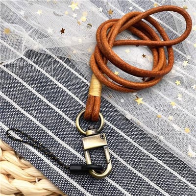 Echt Leder Nekband Sleutelhangers Hanger Neklijn Lanyard Mobiele telefoon Band Charms Sleutelhanger Gesp touw Lanyard