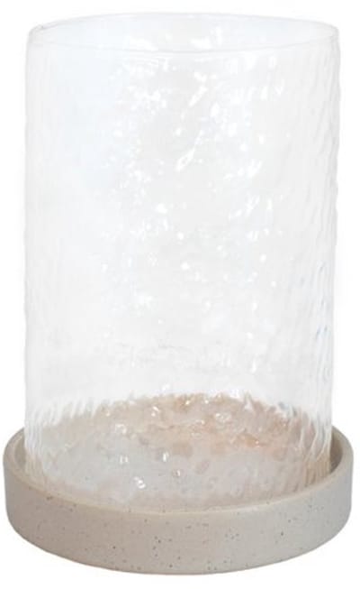 Leeff Lantern Lise – Lantaarns – Beige | Transparant – 17,5 x 24,5 CM – Glas en Keramiek