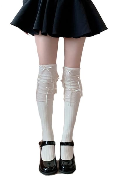 Cosensi- Kniekousen Dames - Katoenen Overknee Kousen - Hoge Lange Sokken - Meerdere Strikken - Geschikt voor Personen Onder 60 kg - 1 Paar