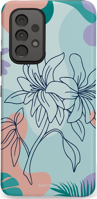 Casetastic Hoesje Geschikt voor Samsung A53 - Stijlvolle Beschermende Duo-layer Case - Mint Bloemprint
