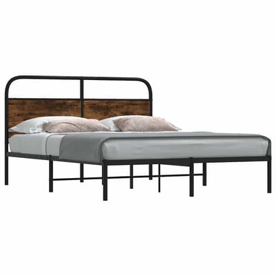 vidaXL - Bedframe - zonder - matras - bewerkt - hout - gerookt - eiken - 135x190 - cm
