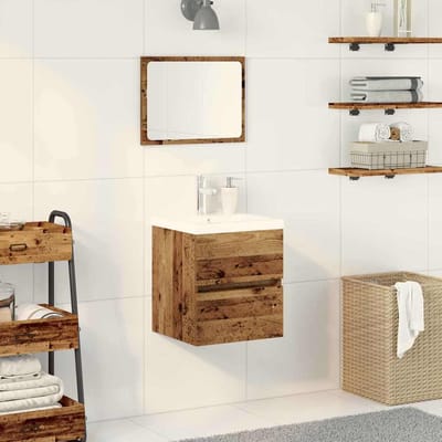 vidaXL - Wastafel - kabinet - voor - de - badkamer - Zwart - Eiken - 41 - x - 39 - x - 62 - cm