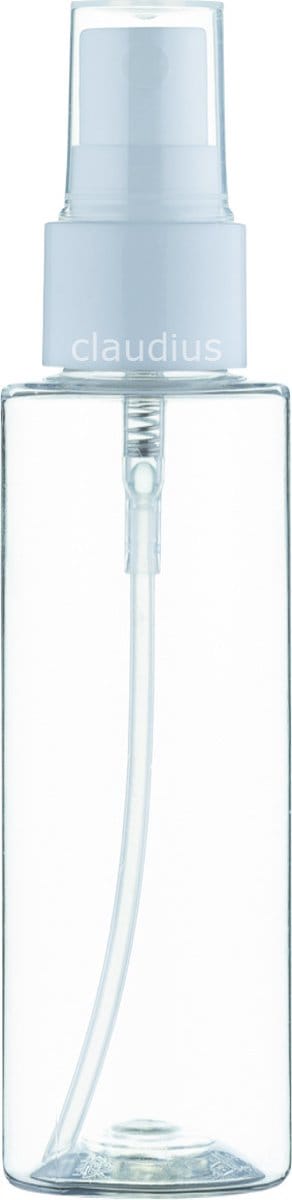 Lege plastic fles 100 ml PET Tall Boston 24 - transparant - met Witte verstuiverdop – set van 10 stuks - Navulbaar - leeg