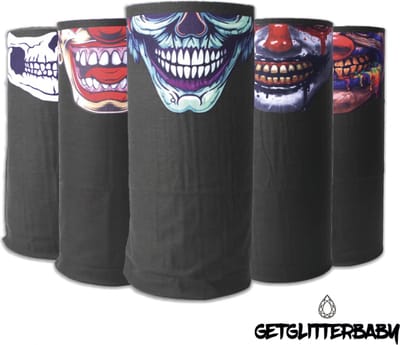 GetGlitterBaby® - Doodshoofd Clown Masker Halloween / Face Shield Scary Skull Mask / Enge Kol Sjaal Motormasker / Skimasker Motorsjaal Nekwarmer / Snowboard Bandana
