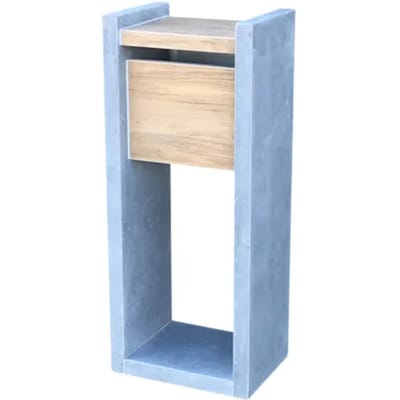 Staande Brievenbus Madrid Plus Woodlook - Keramiek En Natuursteen - Blauwe Hardsteen - 45x105x32cm