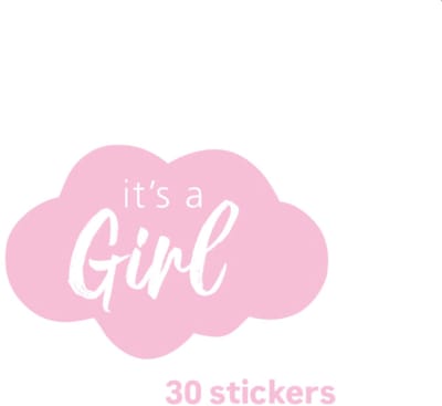 30x Sticker It's a Girl - sluitsticker - hoera een meisje - geboorte - baby - roze