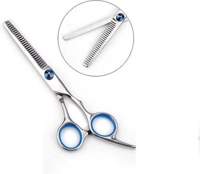 New Age Devi - Professionele uitdunschaar - Effileerschaar voor rechtshandige kappers - RVS - Blauw - Ergonomisch ontwerp