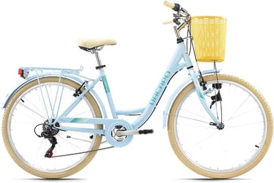 Damesfiets - Stadsfiets - Dagelijks gebruik - Met mand - 26 inch - Blauw