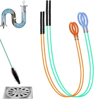 Spiraal voor Afvoerreiniging - Set van 4, 90 cm en 81 cm - Flexibele Borstel voor Verstopte Buizen in Keuken, Badkamer en Douche