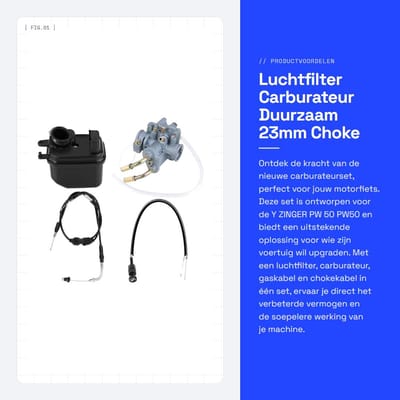 Dailygoods - Luchtfilter - Carburateur - Duurzaam - 23mm - Choke Kabel - Hoogwaardige kwaliteit - Geschikt voor Y PW 50 PW50