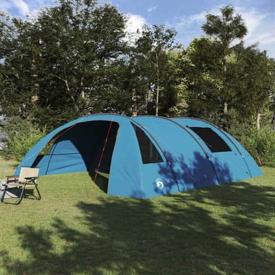 vidaXL - Tunnel - Tent - voor - 6 - Personen - 6-persoons - Blauw - en - Grijs