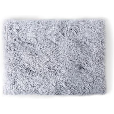 Grand panier pour chien, lit doux et moelleux, tapis de couchage confortable pour chien, panier antidérapant pour animaux de compagnie de grande taille L gris clair