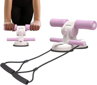 Sit Up Suction Cup - Buiktrainer Vloer - Thuis Trainen - Dubbele Zuignap Stabiliteit - 28 x 21.5 cm - Paars
