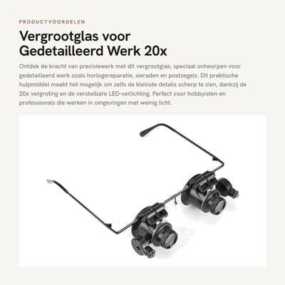 Dailygoods - Vergrootglas voor Gedetailleerd Werk - 20x Vergroting - Verstelbare LED Verlichting - Handig voor Horlogereparatie - Ideaal voor Sieraden...