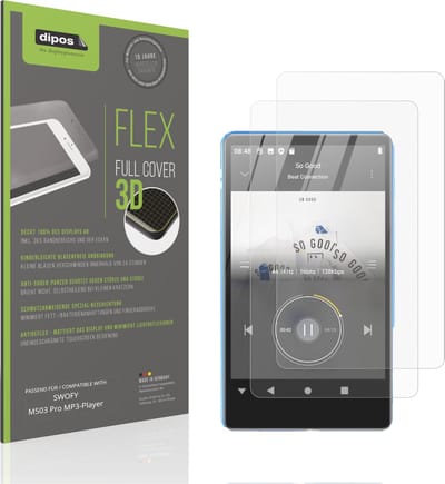 dipos FLEX – 2x Matte Screenprotector geschikt voor SWOFY M503 Pro MP3-Player | Volledige Schermbescherming | Case-Friendly