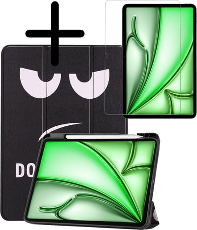 Hoesje Geschikt voor Apple iPad Air 6 (2024) - 11 inch - 6e Generatie - M2 - Met Screenprotector - Trifold Bookcase - Hard Cover Case - Met Uitsparing Geschikt voor Apple Pencil - Hardcover Book - Tablet Hoes - Don't Touch Me