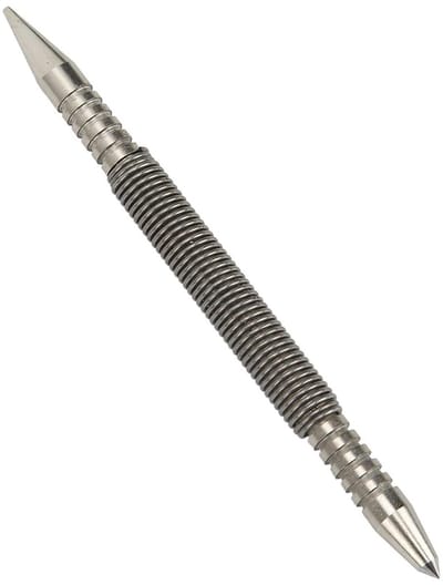 Veerbelaste Centerpons met Dubbele Kop voor Hout, Metaal en Glas - Hamerloze Prikpons - 3/16 Inch en 1/16 Inch Kopmaat