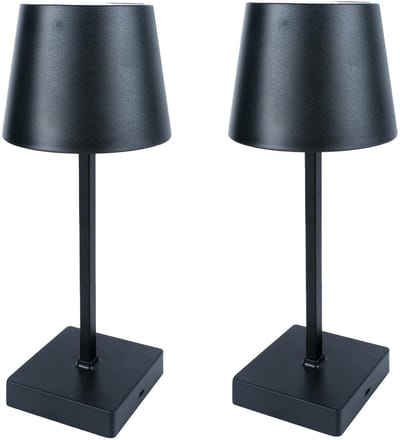 Benson LED tafellamp oplaadbaar - 2x - zwart - aanraaksensor - aluminium - 26 cm