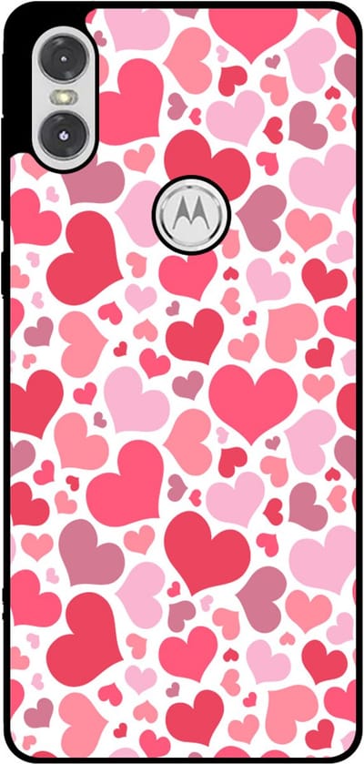 Smartphonica Telefoonhoesje Geschikt voor Motorola One P30 Play met Hartjes Print - Hearts Design TPU Backcover Case - Kinder Hoesje met Hartjes Design geschikt voor Motorola One P30 Play