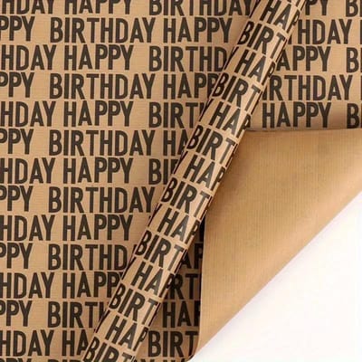 1Set/10 stuks zwart kraft verjaardag inpakpapier,  Happy Birthday  opdruk, plat gevouwen cadeauverpakking 10pcs