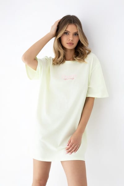 Sensis Katoenen Nachthemd Dames T-shirt Print Limoen Groen SAVANNA ONE SIZE