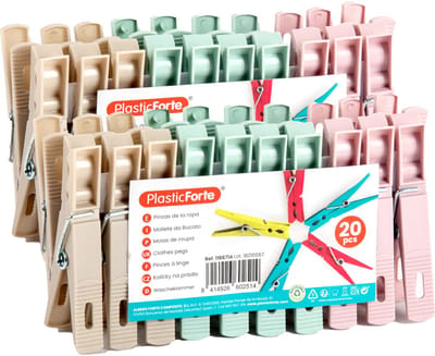 Plasticforte Wasknijpers - 40x stuks - pastel kleuren mix - kunststof - 7 cm - Was ophangen