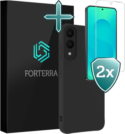 Hoesje Met 2x Screenprotector - Geschikt voor Samsung Galaxy S25 Edge - Sterk & Shockproof - Telefoon Hoes - Back Cover - Siliconen Case - Zwart