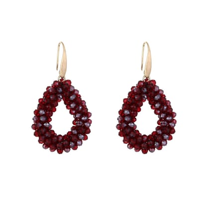 Oorbellen Crystal Glow - Diep Rood / Bordeaux - Feestdagen - Kerst - Cadeau
