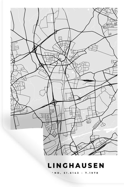 Muurstickers - Sticker Folie - Kaart - Stadskaart - Duitsland - Recklinghausen - Plattegrond - 20x30 cm - Plakfolie - Muurstickers Kinderkamer - Zelfklevend Behang - Zelfklevend behangpapier - Stickerfolie